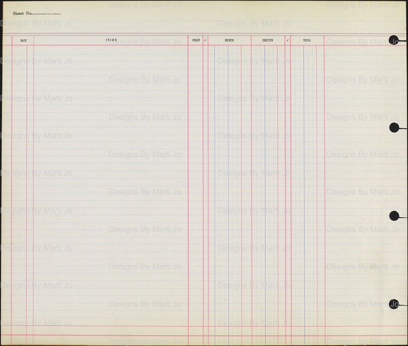 20 Blank Vintage Printable Ledger Paper JPG Pages Vintage - Etsy