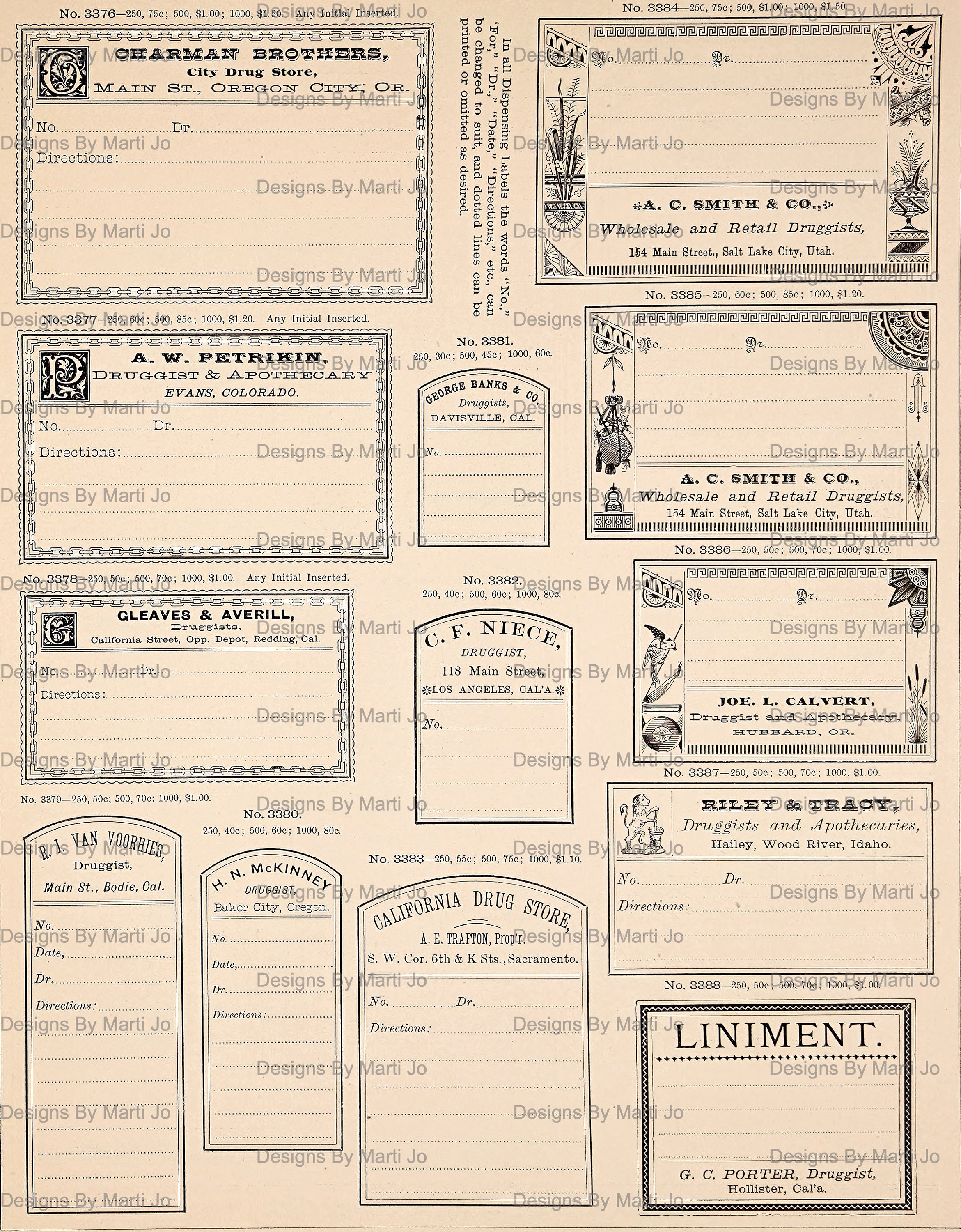 8 枚のビンテージ薬局ラベルシートセット 2 | 印刷可能な