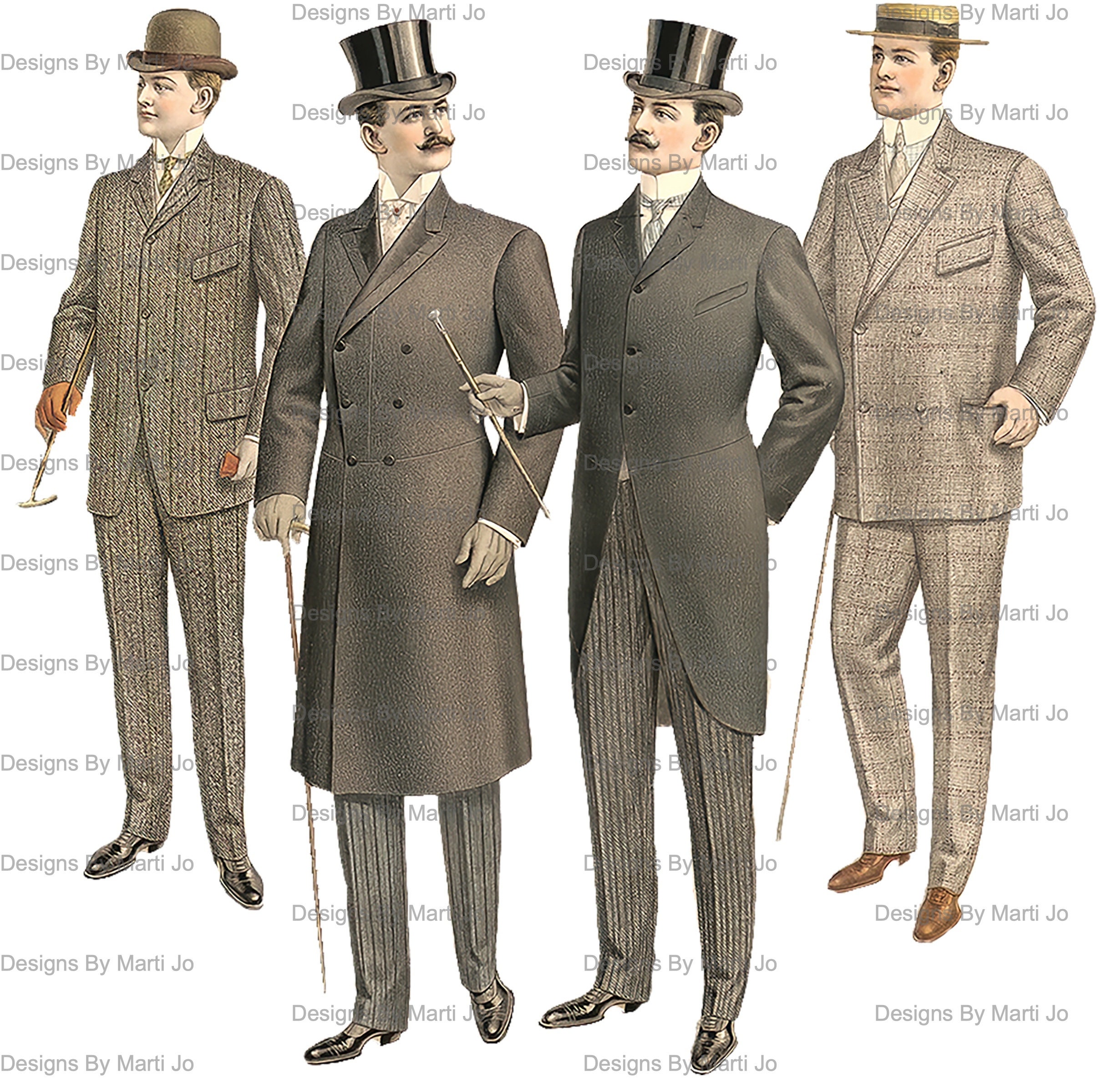 Vintage Fussy Cut Men's Fashion Images From 1905-1906 20 - Etsy