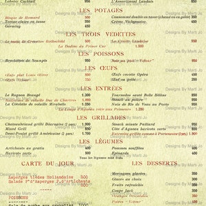15 Vintage French Restaurant Menu PNG Overlays Printable Antique Menus ...