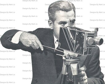 Vintage Movie Camera Clipart | 40 Printable Movie Camera and