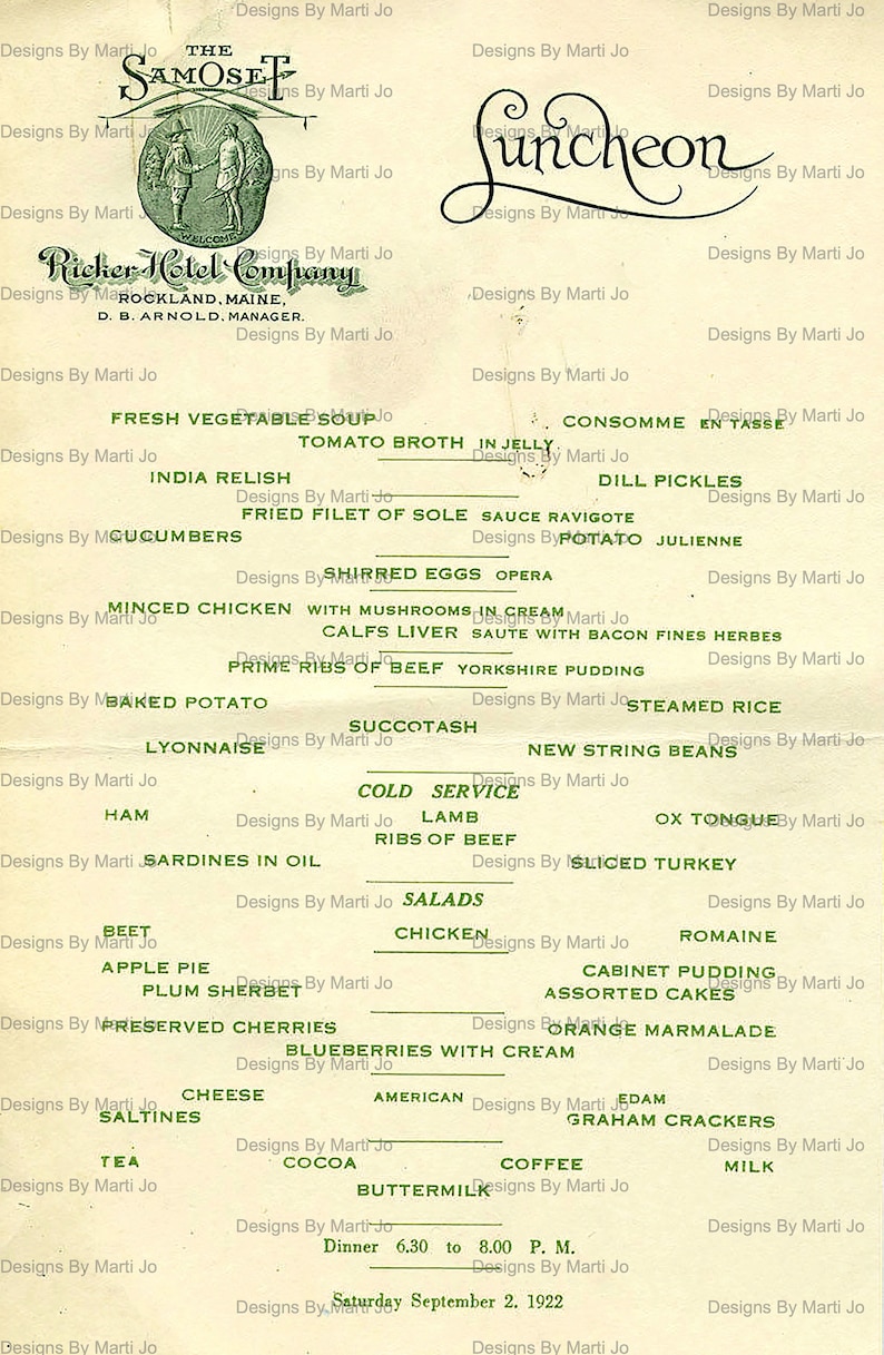 Vintage 1920s Restaurant Menus Bundle | Printable Ephemera Pack ...