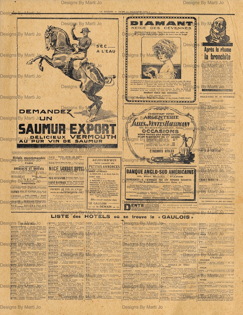 Old French Newspaper Overlays Set 1 10 Vintage Transparent - Etsy
