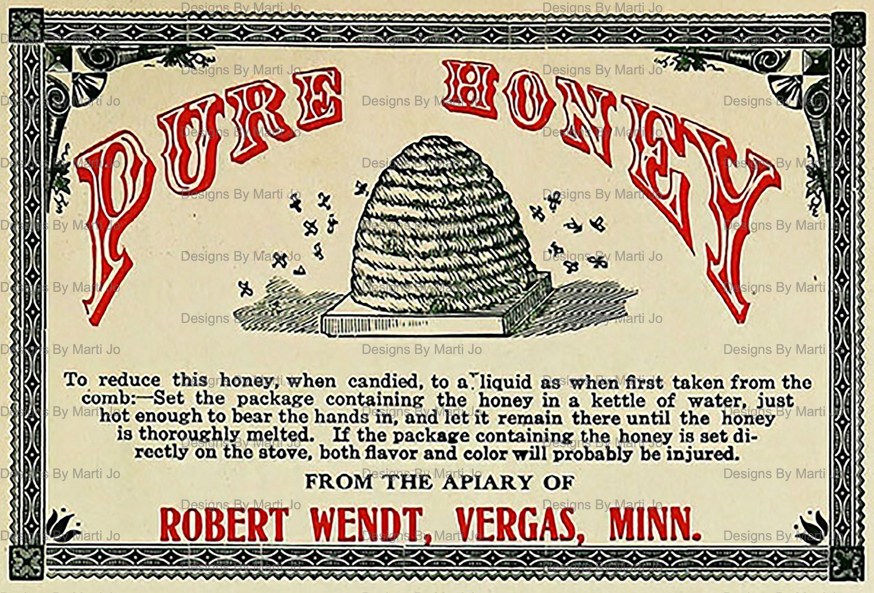 Antique Honey Labels Kit 38 Printable Vintage Honey Related Etsy