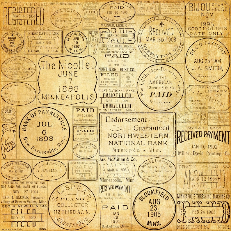 Vintage Digital Rubber Stamp Overlays | 50 Individual PNG Files of ...