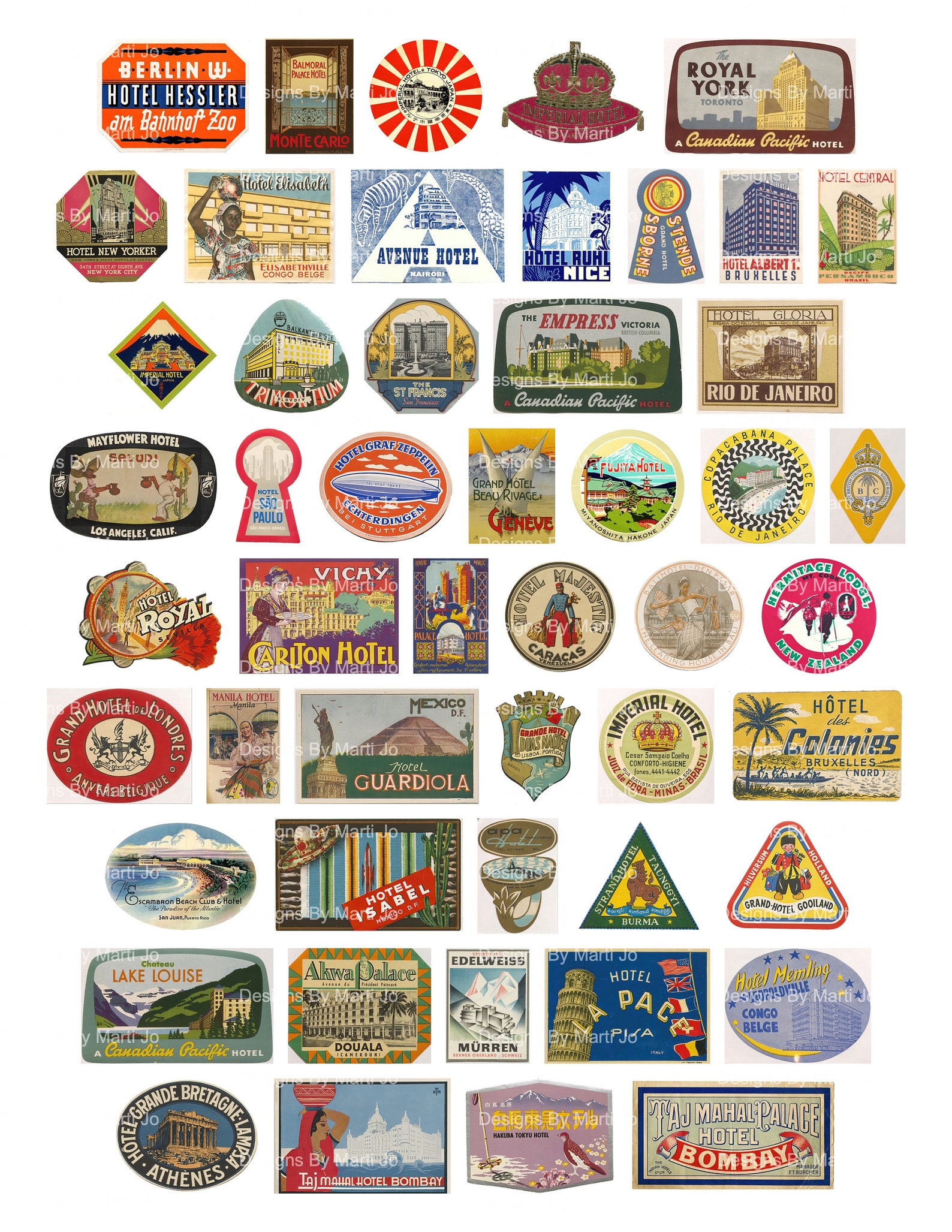 Printable Miniature Vintage Luggage Labels Super Bundle 200 - Etsy