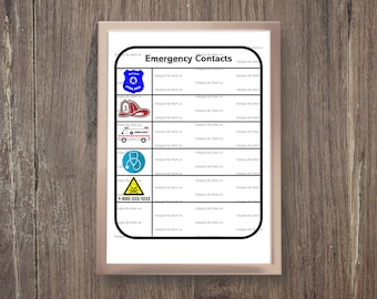 Emergency Phone List Printable PDF | Emergency Numbers Sheet | Instant Download
