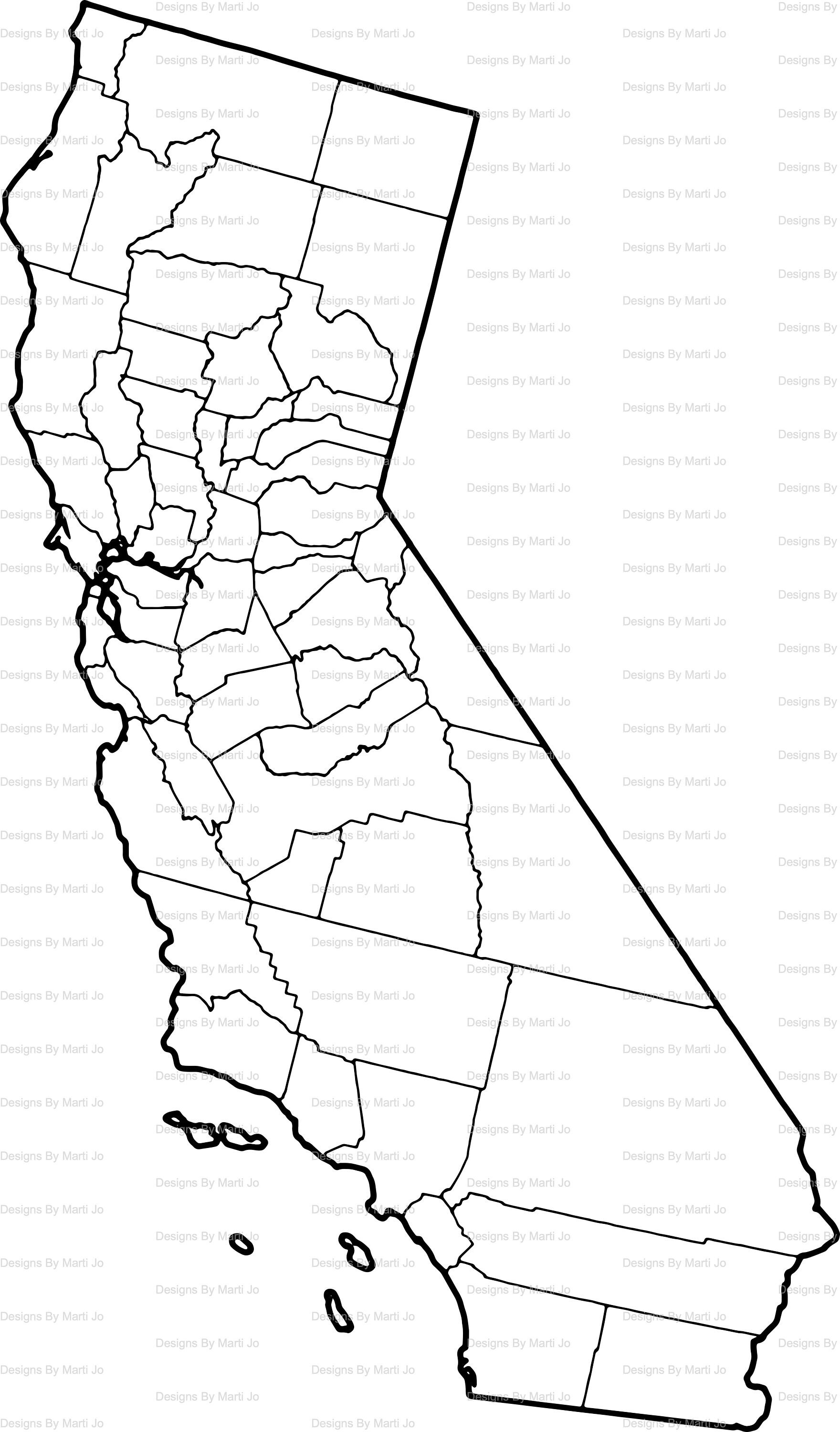 Printable California Map Printable CA County Map Digital | Etsy