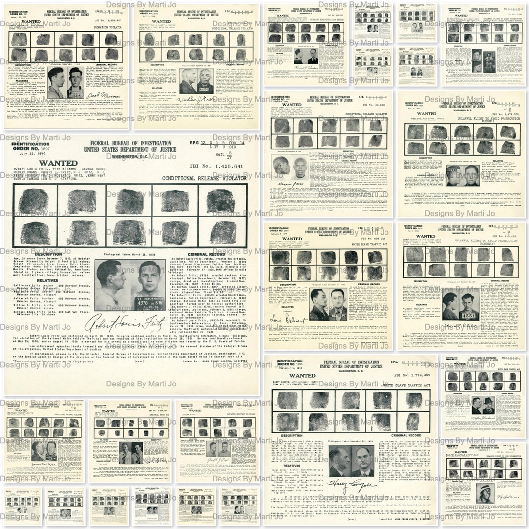 Vintage FBI Most Wanted Posters Set 1 35 Printable FBI Post Office Vintage FBI Most Wanted Posters Set 1 35 Printable FBI Post Office