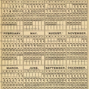 Vintage Yearly Calendar Overlay PNG Files: Printable Ephemera for Scrapbooking & Journaling | PNG53 image 5