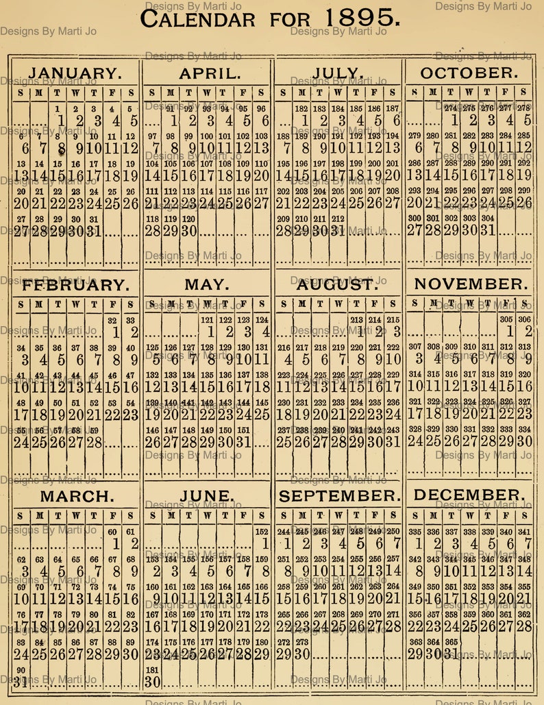Vintage Yearly Calendar Overlay PNG Files: Printable Ephemera for Scrapbooking & Journaling | PNG53 image 5