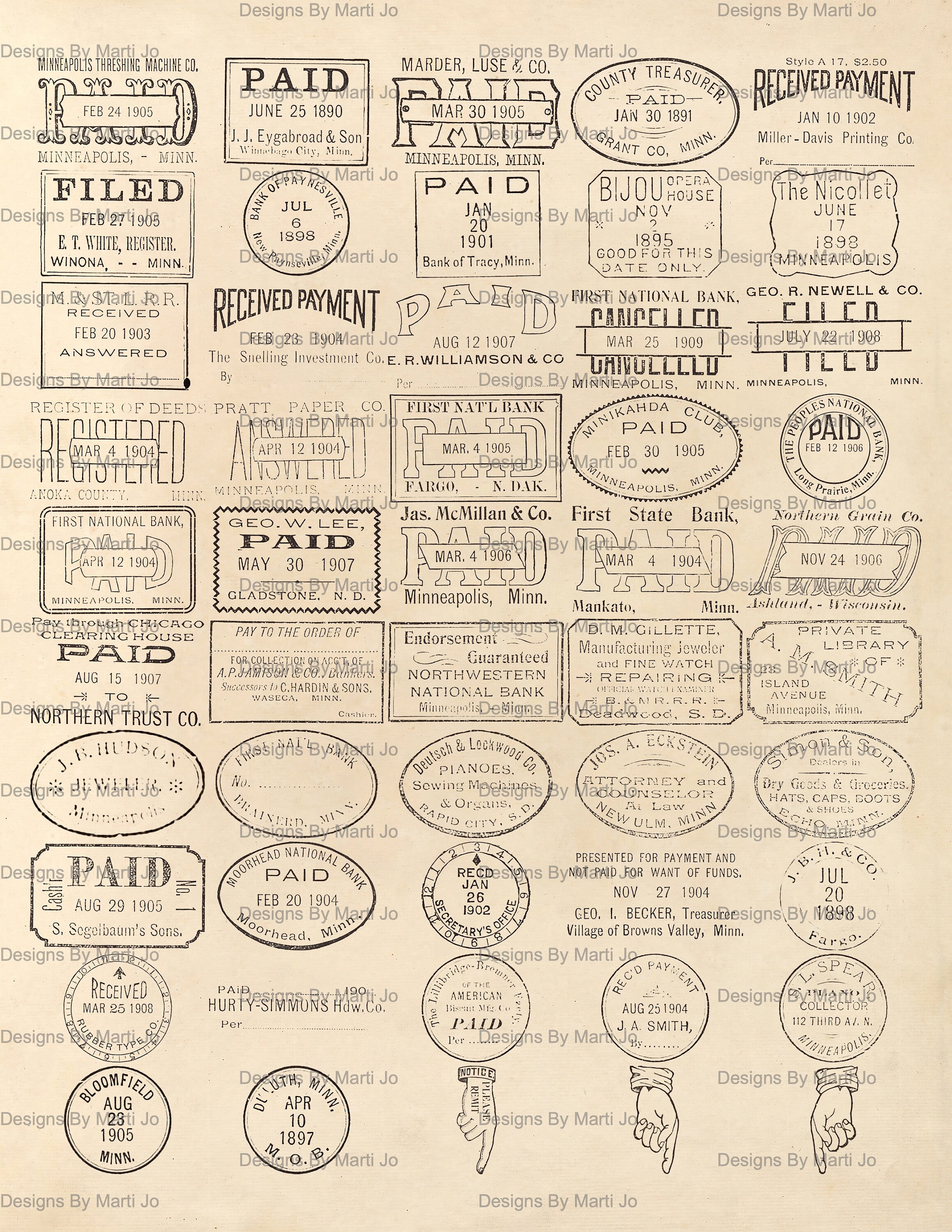 Vintage Rubber Stamp Overlays MEGA BUNDLE | 200 Individual PNG Business ...