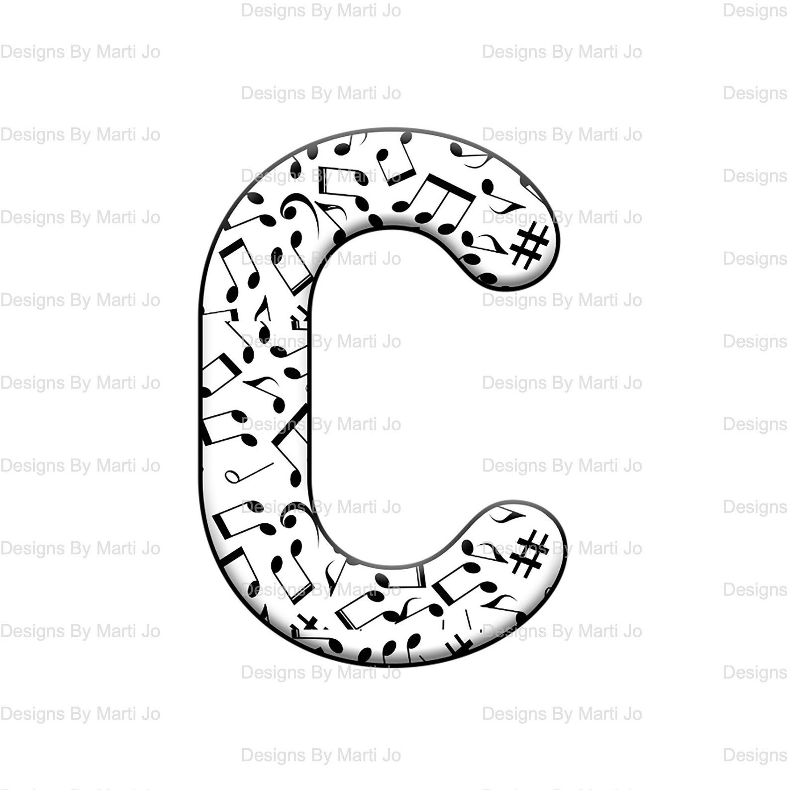 Musical Note Alphabet Printable Musical Note Letters Etsy
