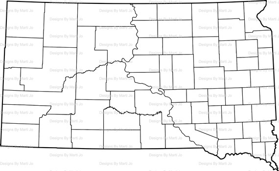 Printable South Dakota Map Printable SD County Map Digital | Etsy