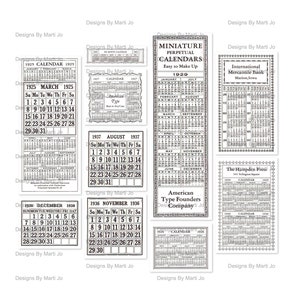 Conjunto de 10 calendários vintage | Ephemera vintage para impressão | Download instantâneo | Uso comercial OK | VC14