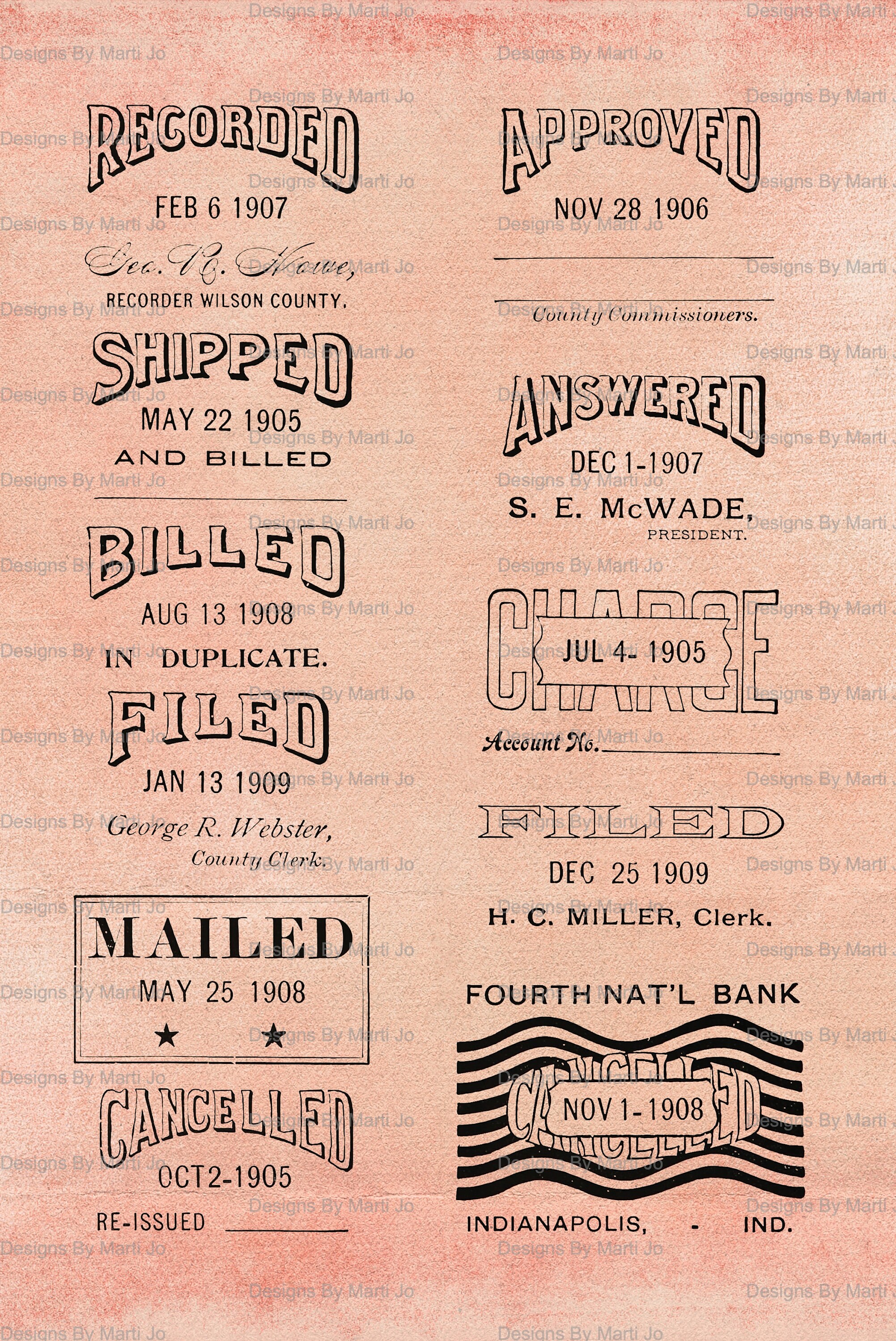 Vintage Rubber Stamp Overlays Set 2 | 8 Pages of Unique Business Stamps ...