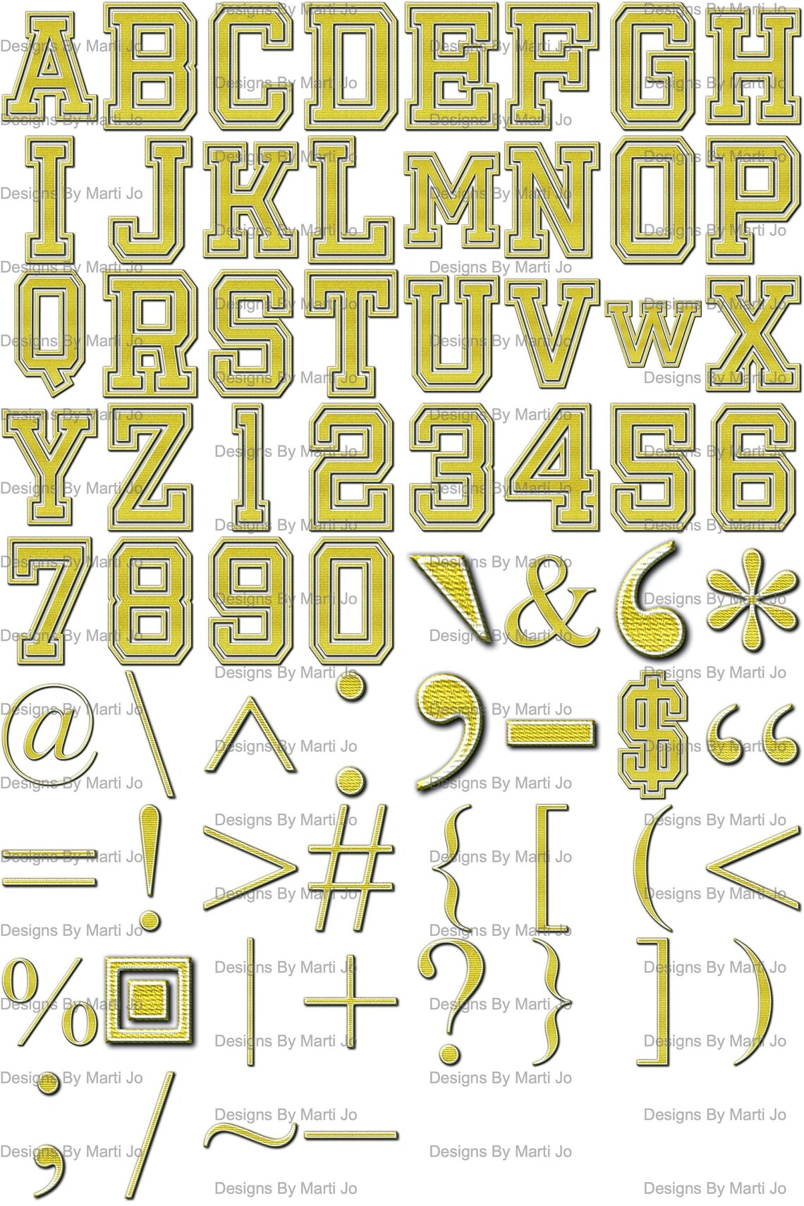 Yellow Varsity Letters Digital Clipart Printable Varsity Etsy