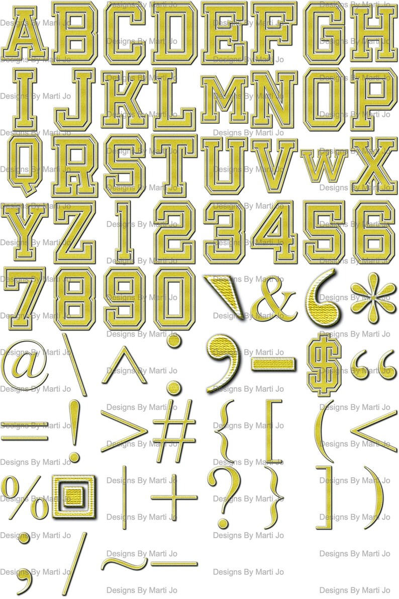 yellow varsity letters digital clipart printable varsity