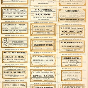 8 Vintage Apothecary Labels Sheets Printable Digital Old Pharmacy ...