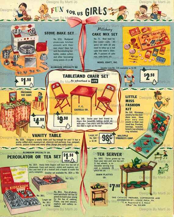 【SALE】遊助さん掲載6ページセット(ポスターサイズ)#19535 15 Vintage Printable 1953 Color Toy Catalog JPG Pages Set 1