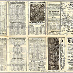 Printable vintage train ephemera JPG clip art images. Antique train travel and railroad scrapbook and junk journal elements.
