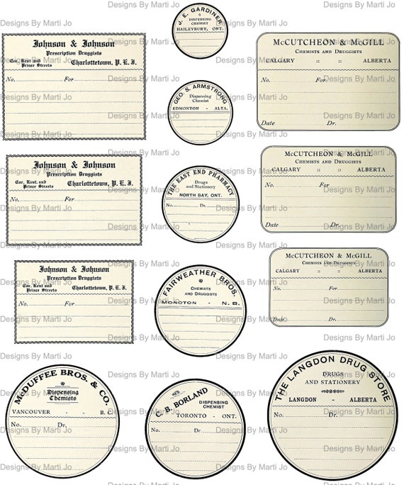 Vintage Pharmacy Prescription Labels | Printable Blank Vintage