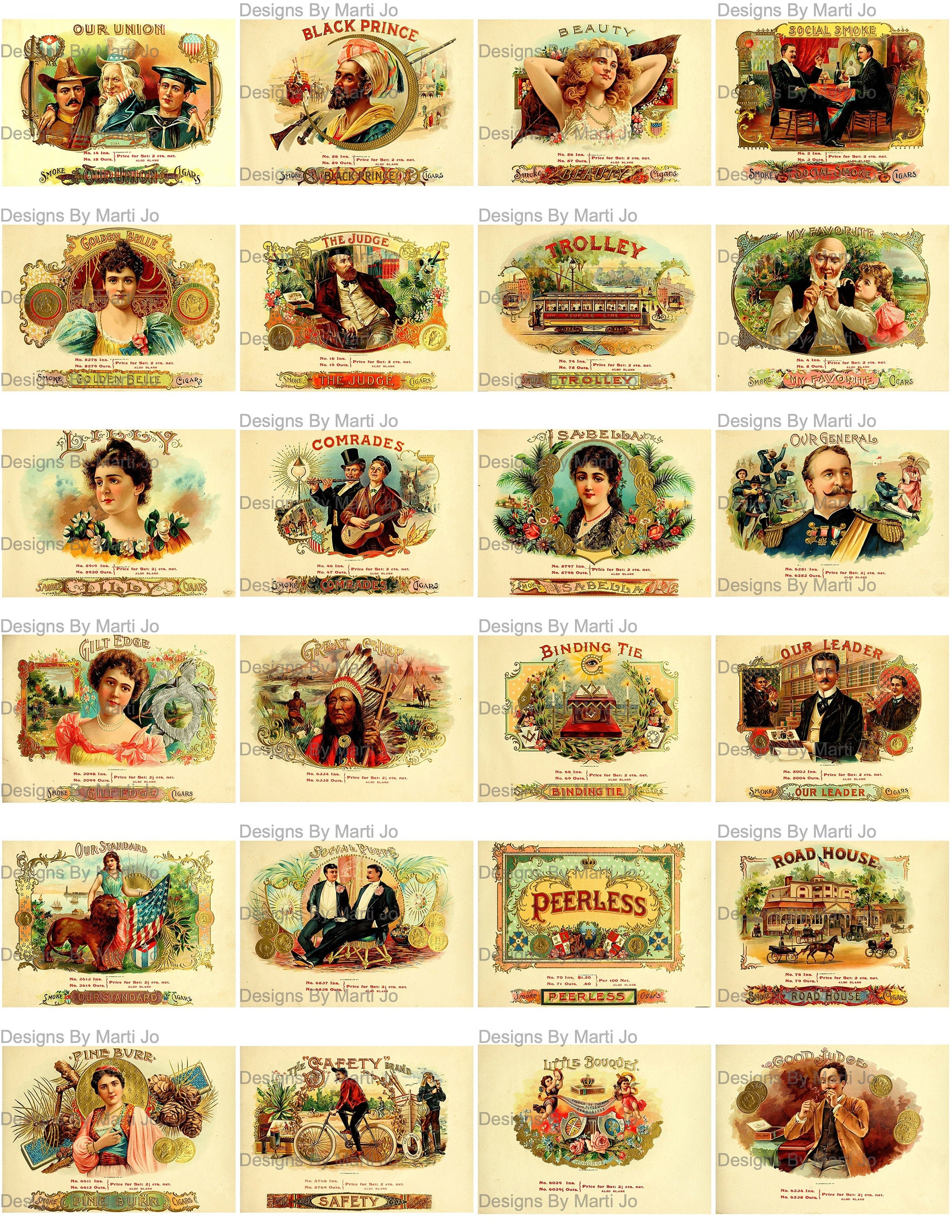 Vintage Cigar Box Labels 89 Printable Vintage Labels Etsy
