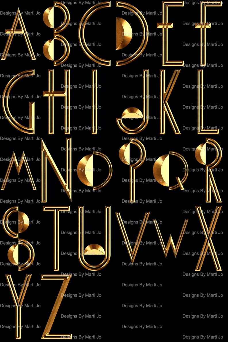Fancy Art Deco Gold Letters Printable Art Nouveau Alphabet Etsy