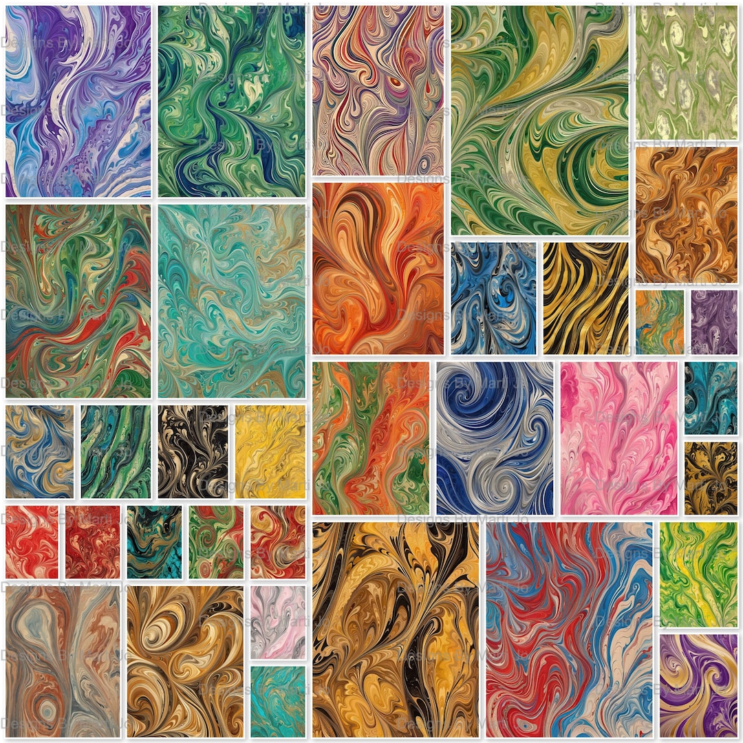 35 Printable Marbled Paper JPG Pages Set 1 | Budget Decorative Junk ...