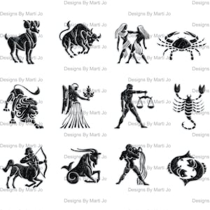 Marble Zodiac Symbols Transparent PNG Printable Astrology - Etsy
