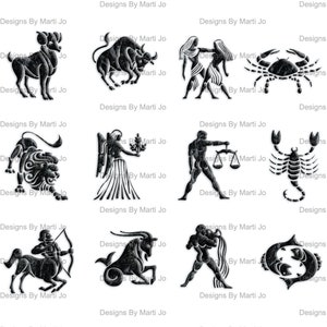 Marble Zodiac Symbols Transparent PNG | Printable Astrology Horoscope Clipart