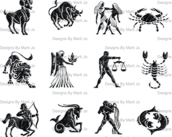 Marble Zodiac Symbols Transparent PNG | Printable Astrology Horoscope Clipart