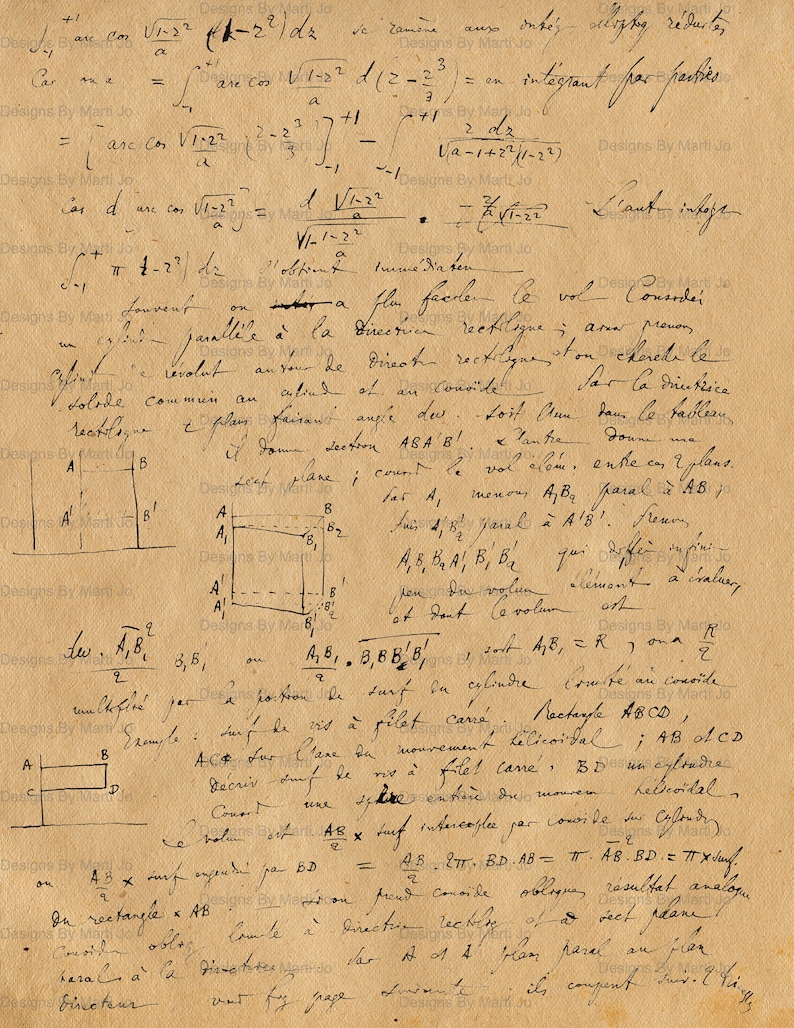 Vintage French Math Notes Overlays | 10 Mathematics Formulas Junk ...