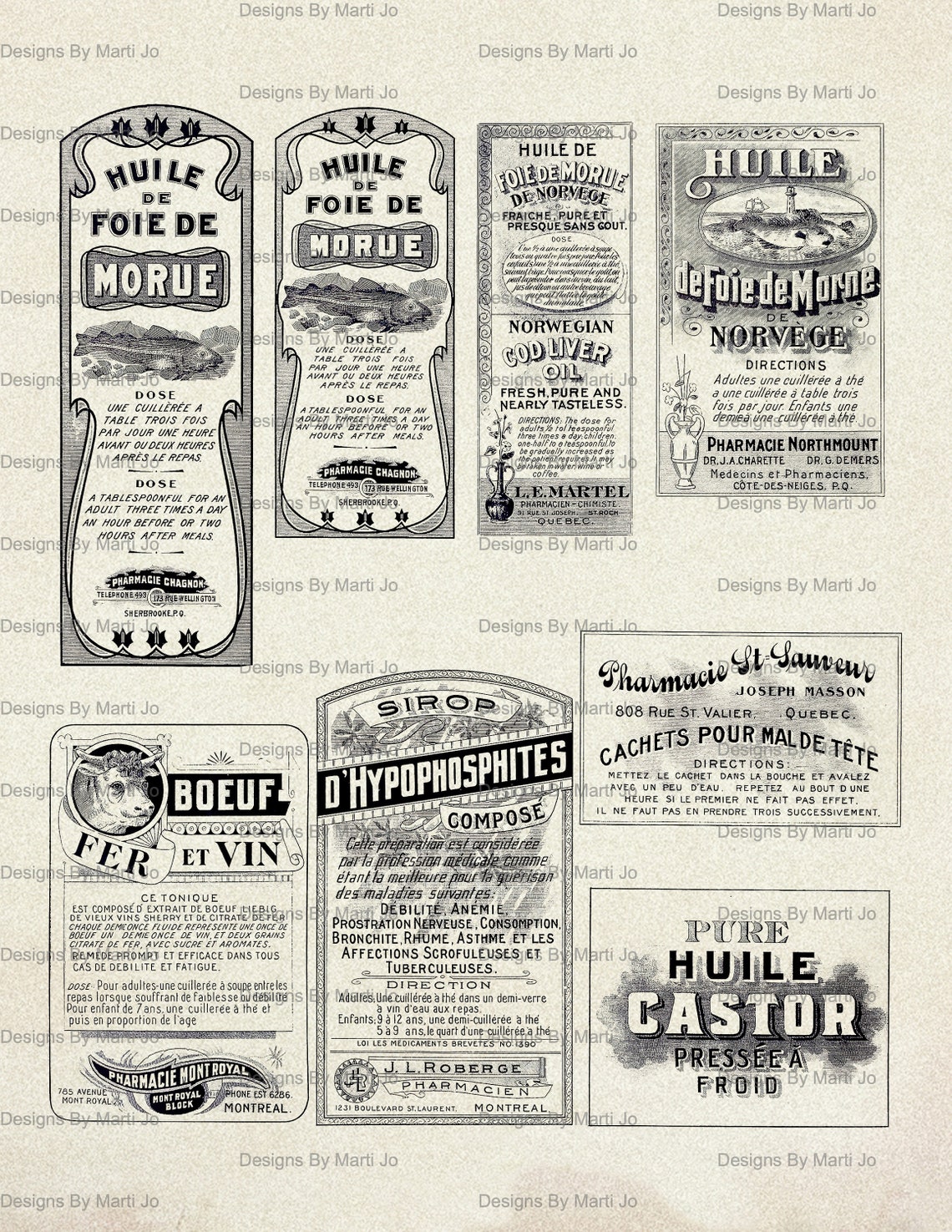 11 Vintage Apothecary Labels Transparent PNG Sheets | Printable Digital ...
