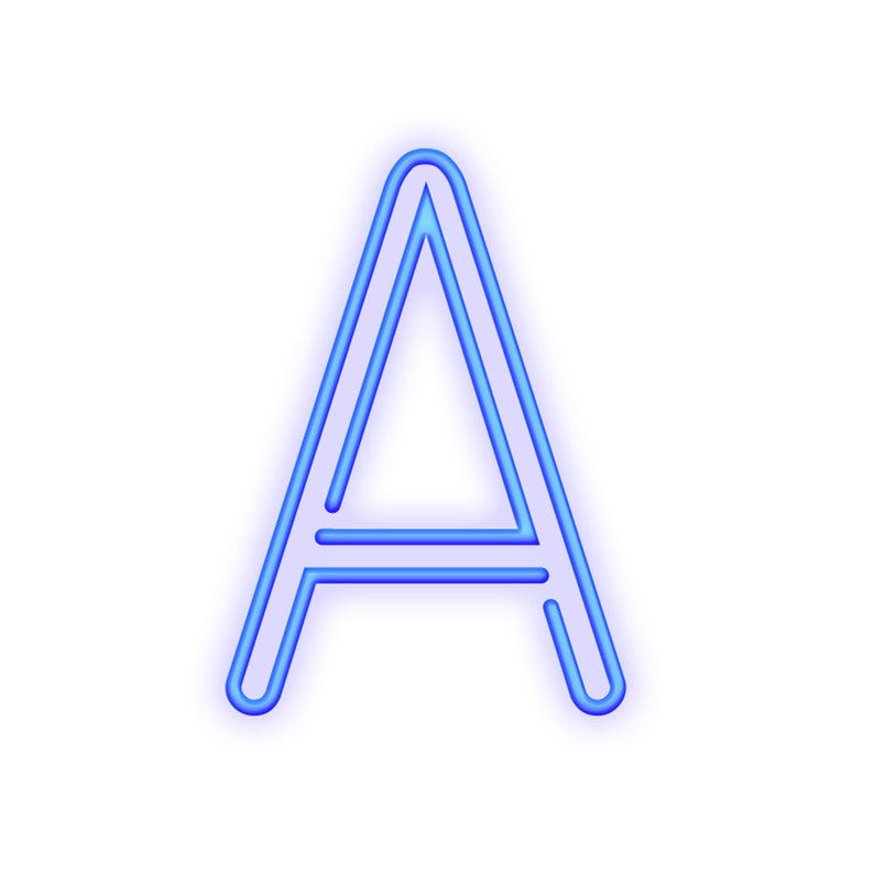 blue neon alphabet letters digital clipart printable neon etsy