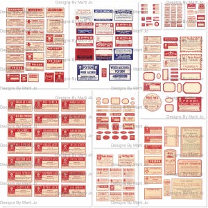10 Vintage Etiketten Bögen | Druckbare digitale alte Apothekenetiketten | Apotheke Etiketten | Sofortdownload | GL81