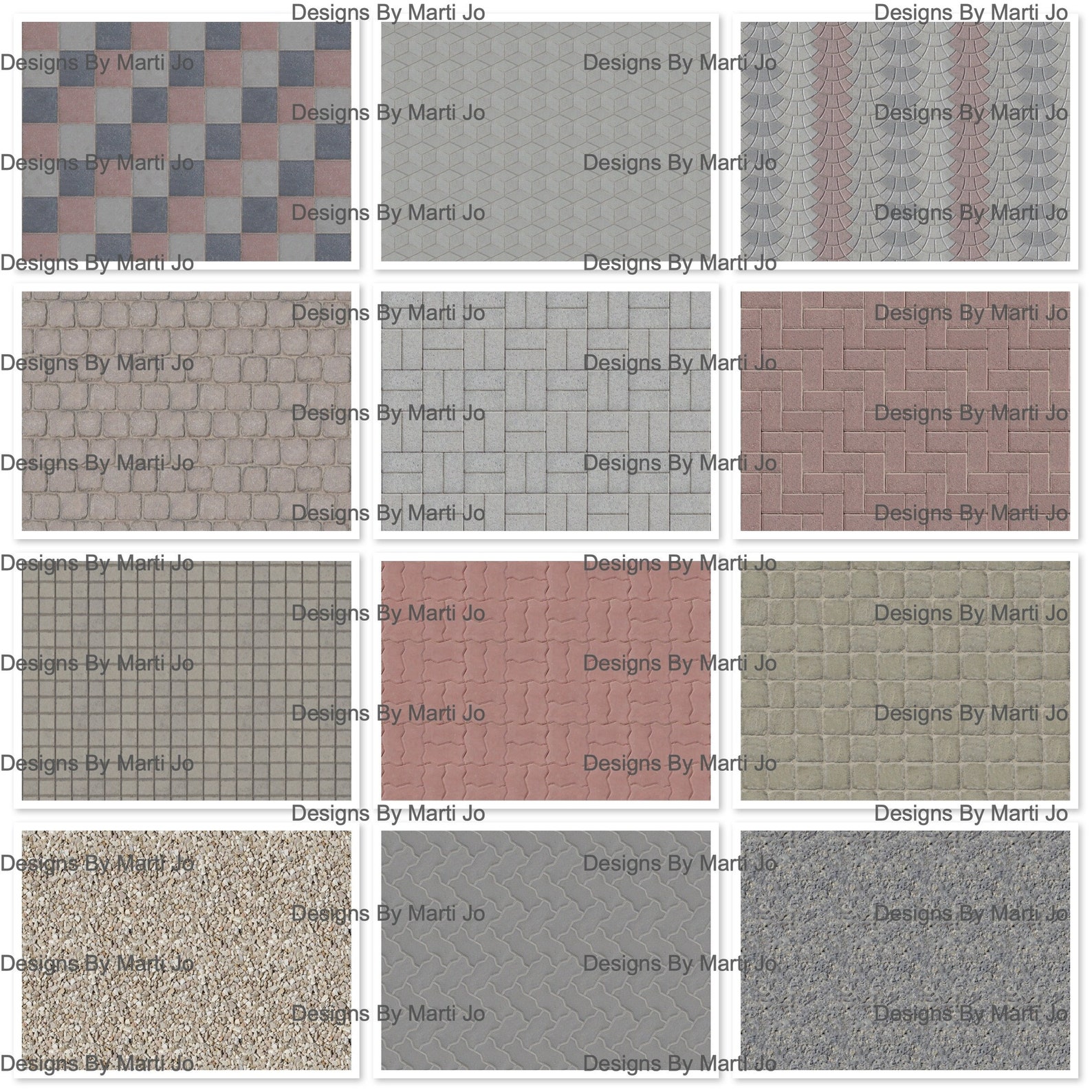 Printable Miniature Stone Pavement Dollhouse Patterns Twelve - Etsy