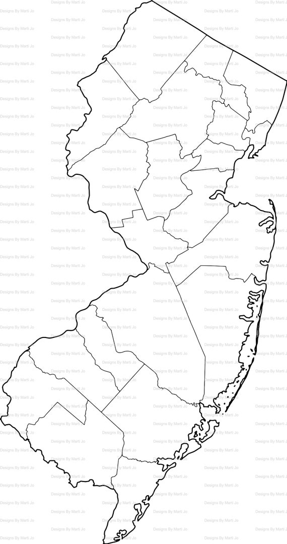 Printable New Jersey Map Printable NJ County Map Digital | Etsy Australia