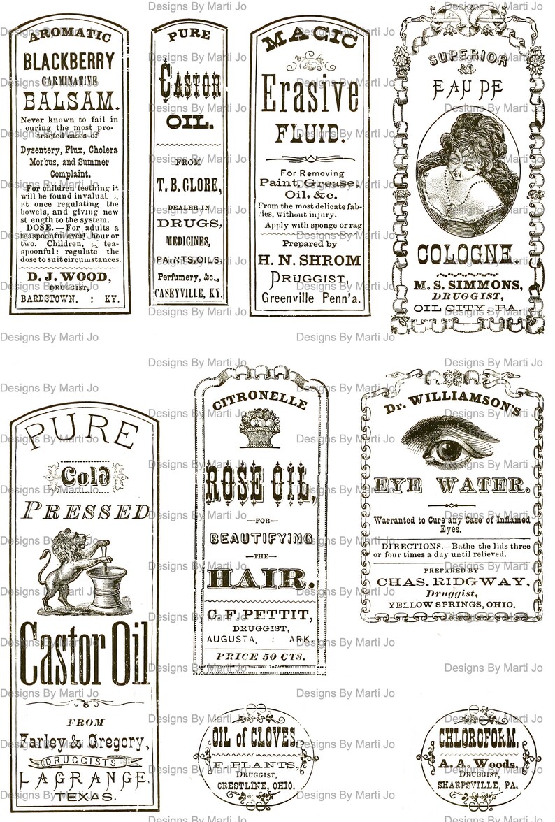 Embalming Label Old Pharmacy Labels Clipart | Printable Vintage Apothecary Labels ...