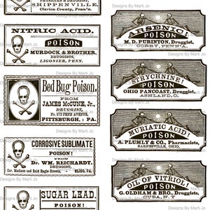 Old Pharmacy Labels Clipart | Printable Vintage Apothecary Labels | Antique Medicine Labels | Commercial Use OK | VL3
