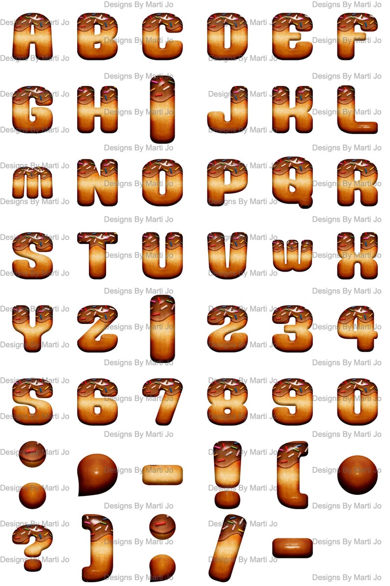 Doughnut Letters Digital Clipart Printable Donut Alphabet | Etsy