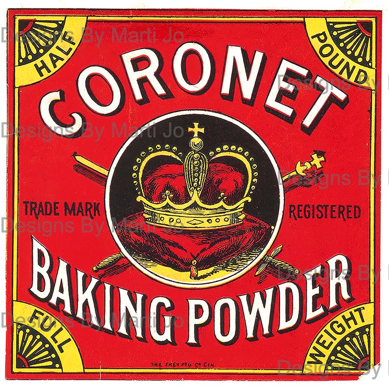 Vintage Baking Powder and Yeast Labels | 35 Digital Vintage Food Labels ...