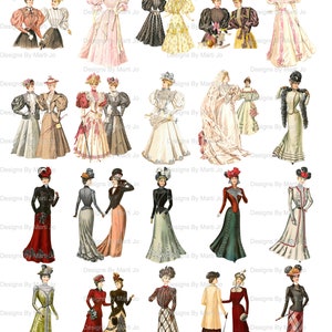 MASSIVE Vintage Fashion Images Super Bundle 160 Printable Antique Women's Fashion Images on 8 ...