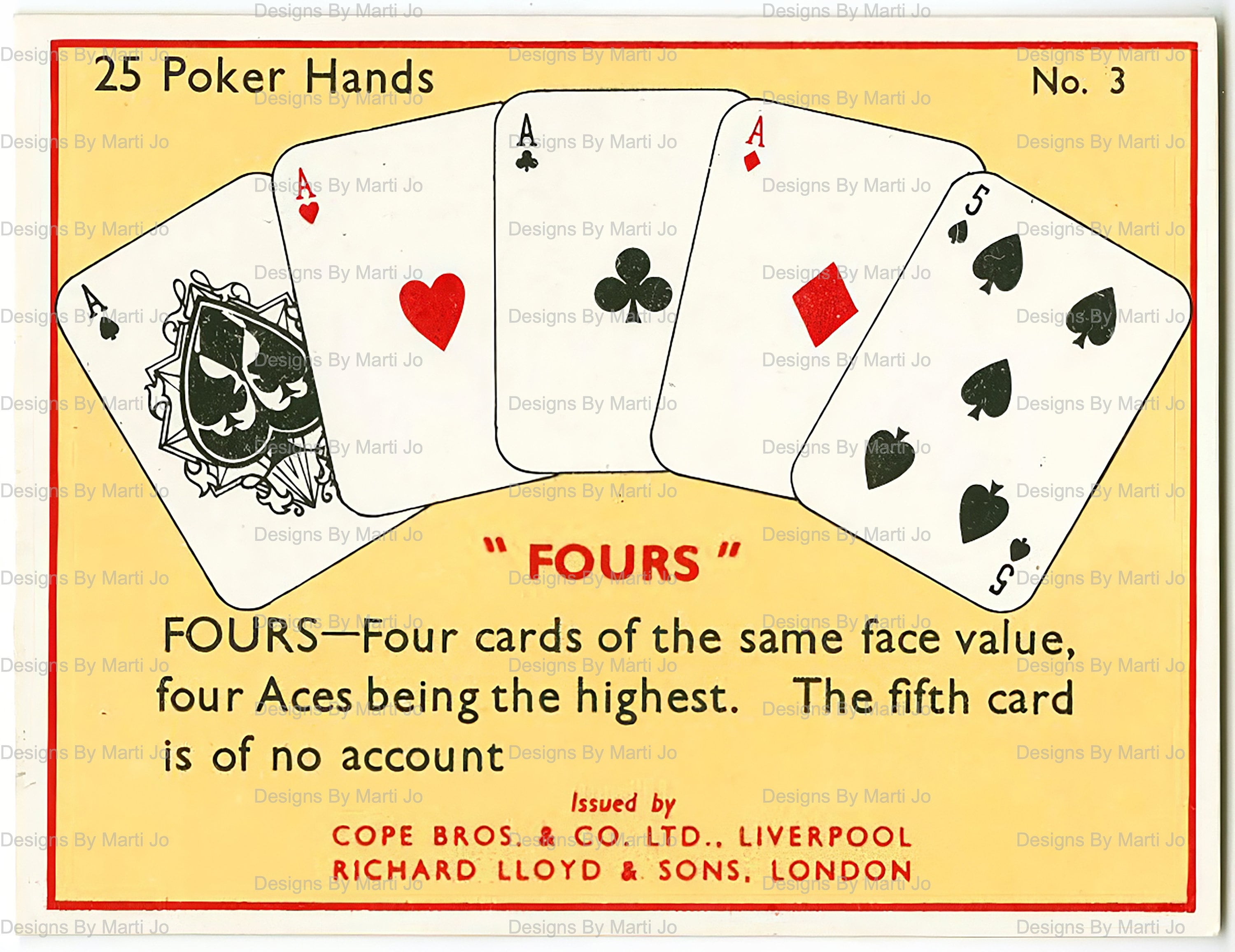 Pat Hand 25 Vintage Poker Hand Example Trade Cards | Printable Poker Hands Jpgs ...