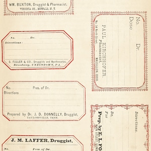 8 Vintage Apothecary Label Sheets PNG Version - Etsy