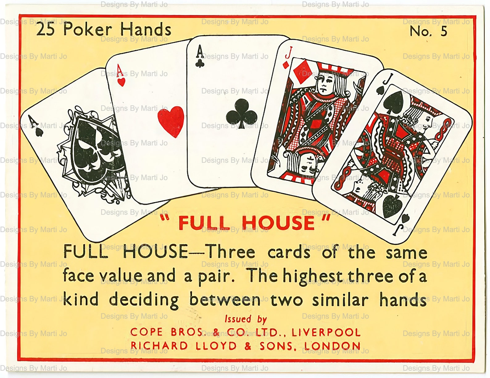 Trade Hand Examples 25 Vintage Poker Hand Example Trade Cards | Printable Poker Hands Jpgs ...