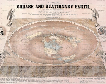 affiche vintage de carte de la Terre plate PDF | Faits et preuves sur la Terre plate | Preuves bibliques | Téléchargement numérique instantané | VPO8