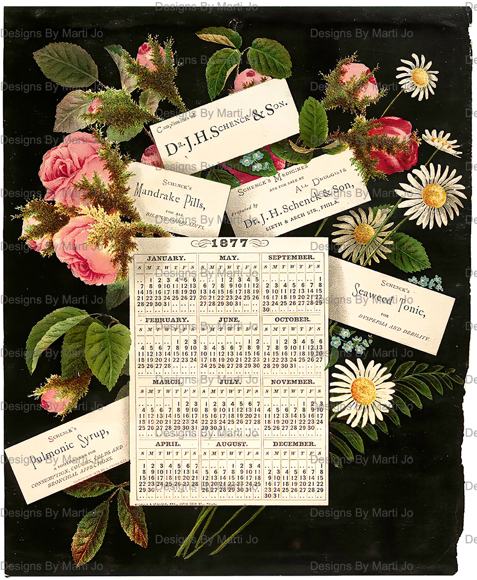 Colorful Set of 12 Vintage Calendars Printable Antique Etsy