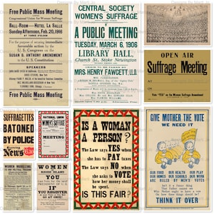 Vintage Suffrage Posters Bundle – Printable Feminist Wall Art Set of 10 – 8x10 & 11x14 Sizes – Women’s Rights History Decor | VPO24