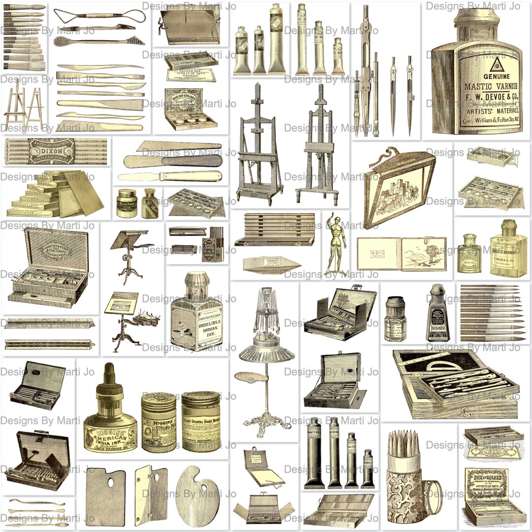 Vintage Art Supplies Vintage Artist Supplies Clipart Artist Ephemera